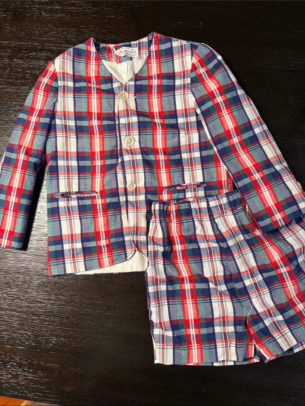 Imp Originals vintage boys plaid blazer & shorts Set - boys size 7
